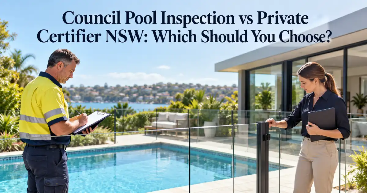 Council Pool Inspection vs Private Certifier NSW: Which Should You Choose? 1 Council pool inspection vs private certifier NSW comparing swimming pool compliance inspection options